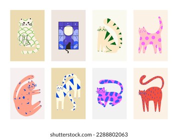 Poster gallery abstract colorful hand drawn. Wall art for bedroom, Living room and office decor. Hand drawn vector design elements.
