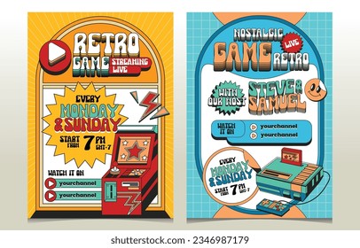 Poster Gaming Streaming With Retro Classic Arcade Video Gaming Machine

Announce your game streaming to your social media with this poster!