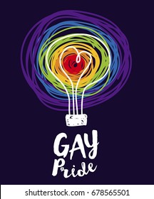 Poster for gay love with lightbulb in sketch style, can be used as night party invitation, vector illustration