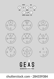 Poster -Geas -Set of vector trendy geometric icons. Alchemy symbols collection. Religion, philosophy, spirituality, occultism.