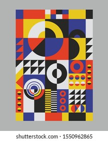 Poster geometrical graphics design, geometry shapes retro trending poster.