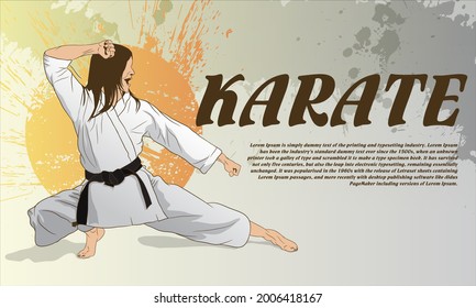 Afiche de chicas comprometidas con los tipos marciales de karate.