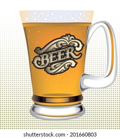 poster with a glass of beer and a calligraphic inscription