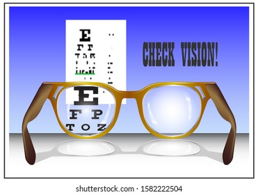 A poster with glasses and the words CHECK VISION EPS10