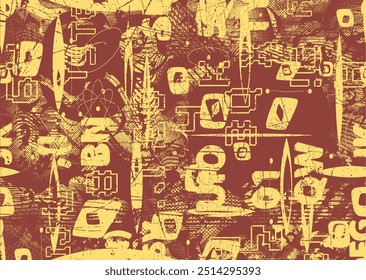 Cartaz com texturas granulosas distorcidas por falhas . Cyber punk coleção de texturas com pontos de meio-tom, formas com falhas, texturas e linhas.