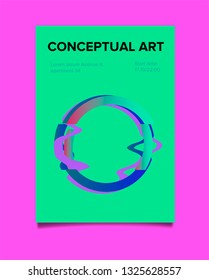 Poster with glitched geometric circle. Banner, Poster, Flyer, Brochure, Card.