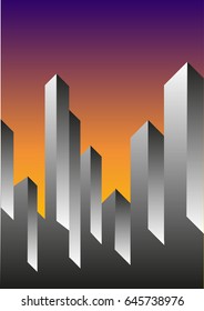 Poster Global Night City Art Deco Style