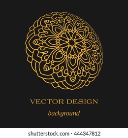 Poster with a gold mandala. Islamic vector circular ornament for the business, advertising.