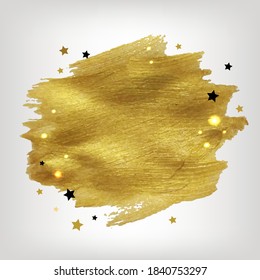 Poster With Golden Paint With Stars With Gradient Mesh, Vector Illustration