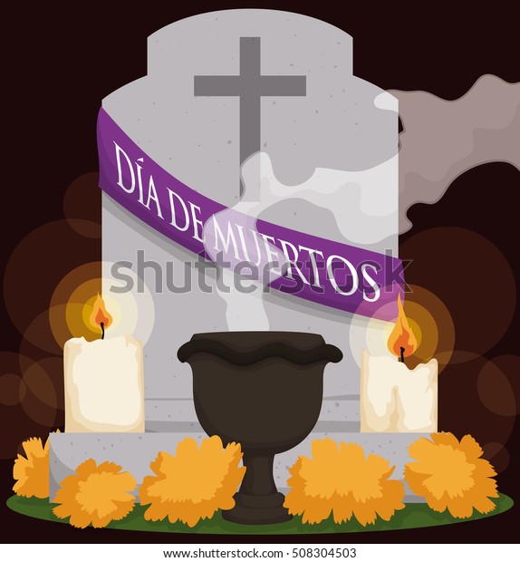 Poster Grave Decorated According Mexican Tradition Royalty Free