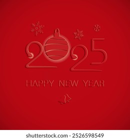 Poster, greeting card with the symbol of the new year 2025 - a snake. Red and golden tones. Work in a flat style with shadows.
