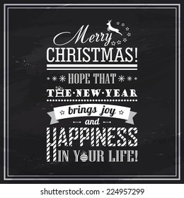 Poster with greetings Merry Christmas and happy new year, creative lettering, typography. Greeting card with congratulations christmas. Banner with text greetings. Vector illustration