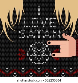 Poster with the guy in the knitted sweater with a pentagram. 