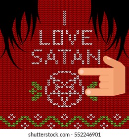 Poster with the guy in the knitted sweater with a pentagram.