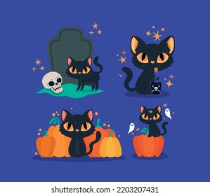 poster of halloween cats set
