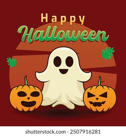 a poster for halloween with a ghost on it