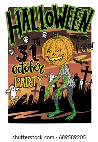 Poster for Halloween with hand drawn letters