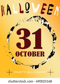Poster for Halloween with hand drawn letters. 