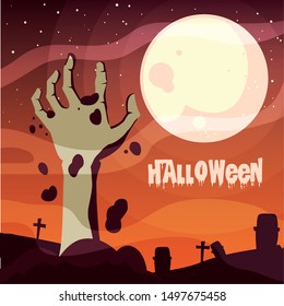 poster of halloween with hand zombie