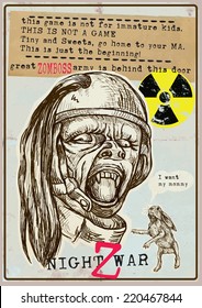 Poster for Halloween night. Hand drawings are editable in several layers.