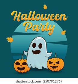 a poster for halloween party with ghost ghost on it