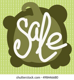 Poster for Halloween Sale Promotion. Pumpkin on the bubbles background. Hand drawn text "Sale". Can be use as flyer, poster or banner.