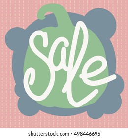 Poster for Halloween Sale Promotion. Pumpkin on the bubbles background. Hand drawn text "Sale". Can be use as flyer, poster or banner.