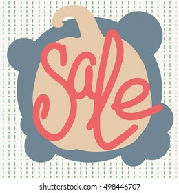 Poster for Halloween Sale Promotion. Pumpkin on the bubbles background. Hand drawn text "Sale". Can be use as flyer, poster or banner.