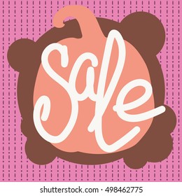Poster for Halloween Sale Promotion. Pumpkin on the bubbles background. Hand drawn text "Sale". Can be use as flyer, poster or banner.
