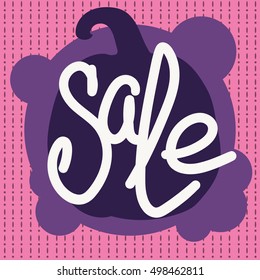 Poster for Halloween Sale Promotion. Pumpkin on the bubbles background. Hand drawn text "Sale". Can be use as flyer, poster or banner.