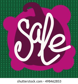 Poster for Halloween Sale Promotion. Pumpkin on the bubbles background. Hand drawn text "Sale". Can be use as flyer, poster or banner.