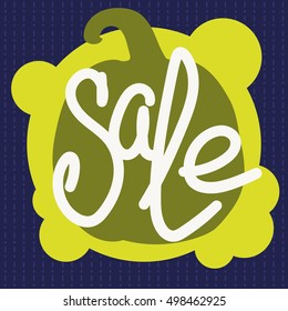 Poster for Halloween Sale Promotion. Pumpkin on the bubbles background. Hand drawn text "Sale". Can be use as flyer, poster or banner.