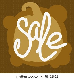Poster for Halloween Sale Promotion. Pumpkin on the bubbles background. Hand drawn text "Sale". Can be use as flyer, poster or banner.