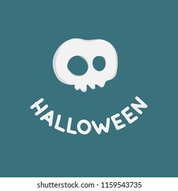 Poster for Halloween with a skull and a congratulatory inscription.