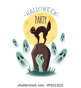 The poster for the Halloween. Vector emblem