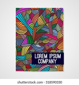 Poster with hand drawn doodle pattern. Abstract print on cover of magazine or cd.