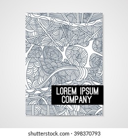 Poster with hand drawn doodle pattern. Abstract print on cover of magazine or cd.