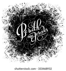 Poster with hand drawn letters on dark background. Decorative inscription. Vector illustration
