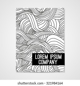 Poster with hand-drawn doodle waves. Design cover of book or cd. Vector Illustration.