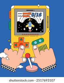 Poster hands playing fun games happy