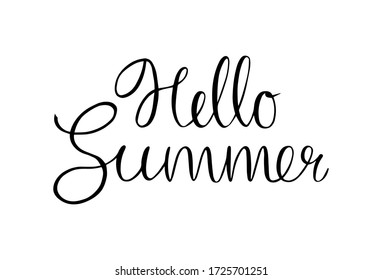 A poster with a hand-written message "Hello summer". For banners, postcards, and t-shirts. Vector.