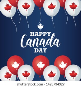 poster of happy canada day with balloons helium