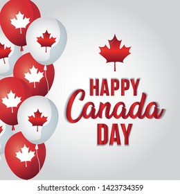 poster of happy canada day with balloons helium