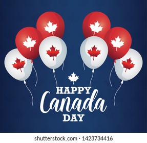 poster of happy canada day with balloons helium