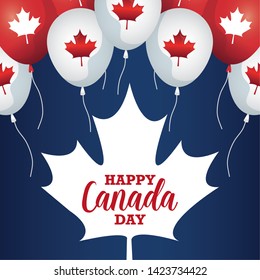 poster of happy canada day with balloons helium