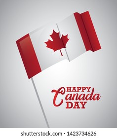 poster of happy canada day with flag