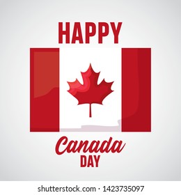 poster of happy canada day with flag