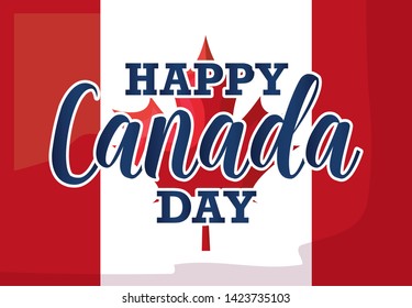 poster of happy canada day with flag