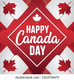 poster of happy canada day with flags