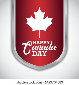 poster of happy canada day with maple leaf